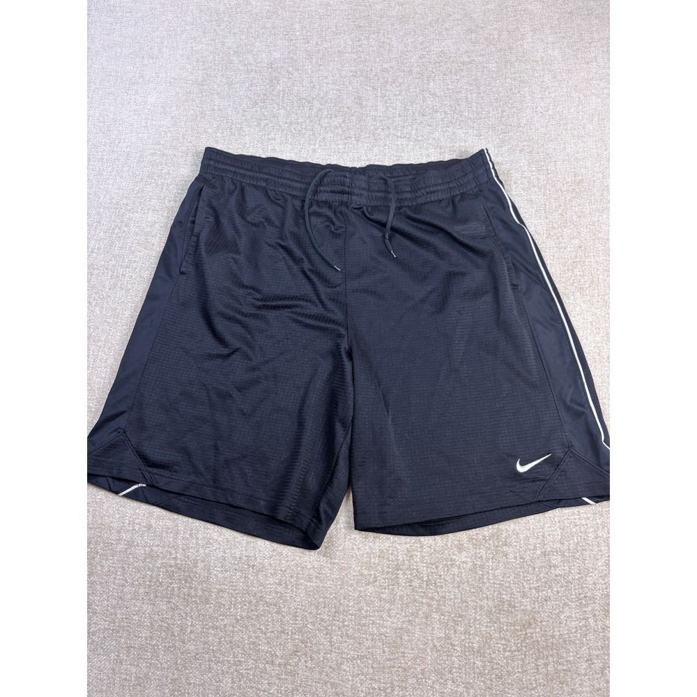 Nike Mens XL Black Mesh Athletic Basketball Shorts Side Stripe Drawstring